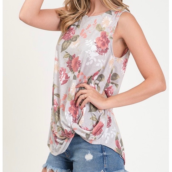 🎈Nicole- grey floral sleeveless top - Picture 9 of 10